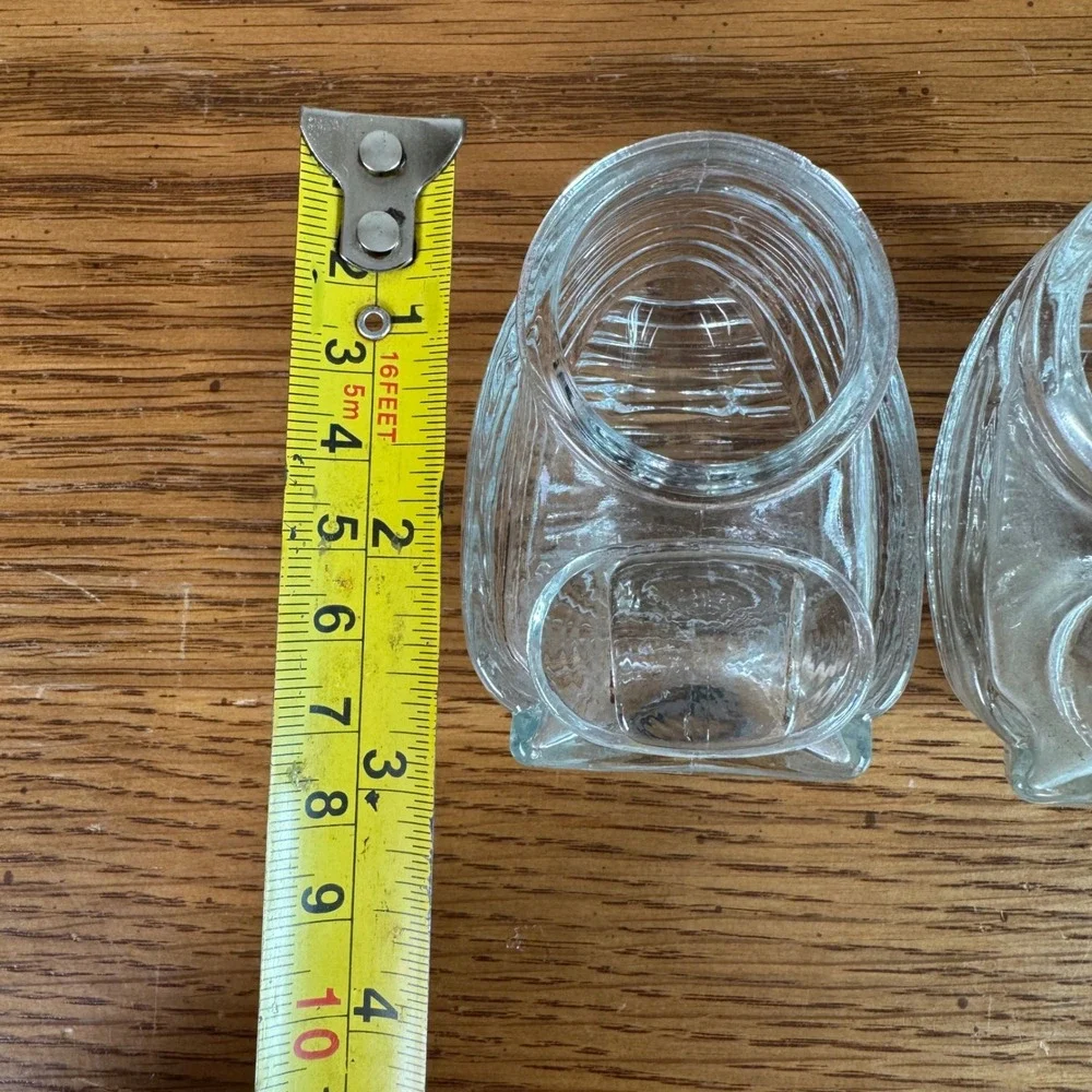 Vintage Hendryx Glass Bird Cage Feeder Waterer Cups Set of 2 Clear USA Made